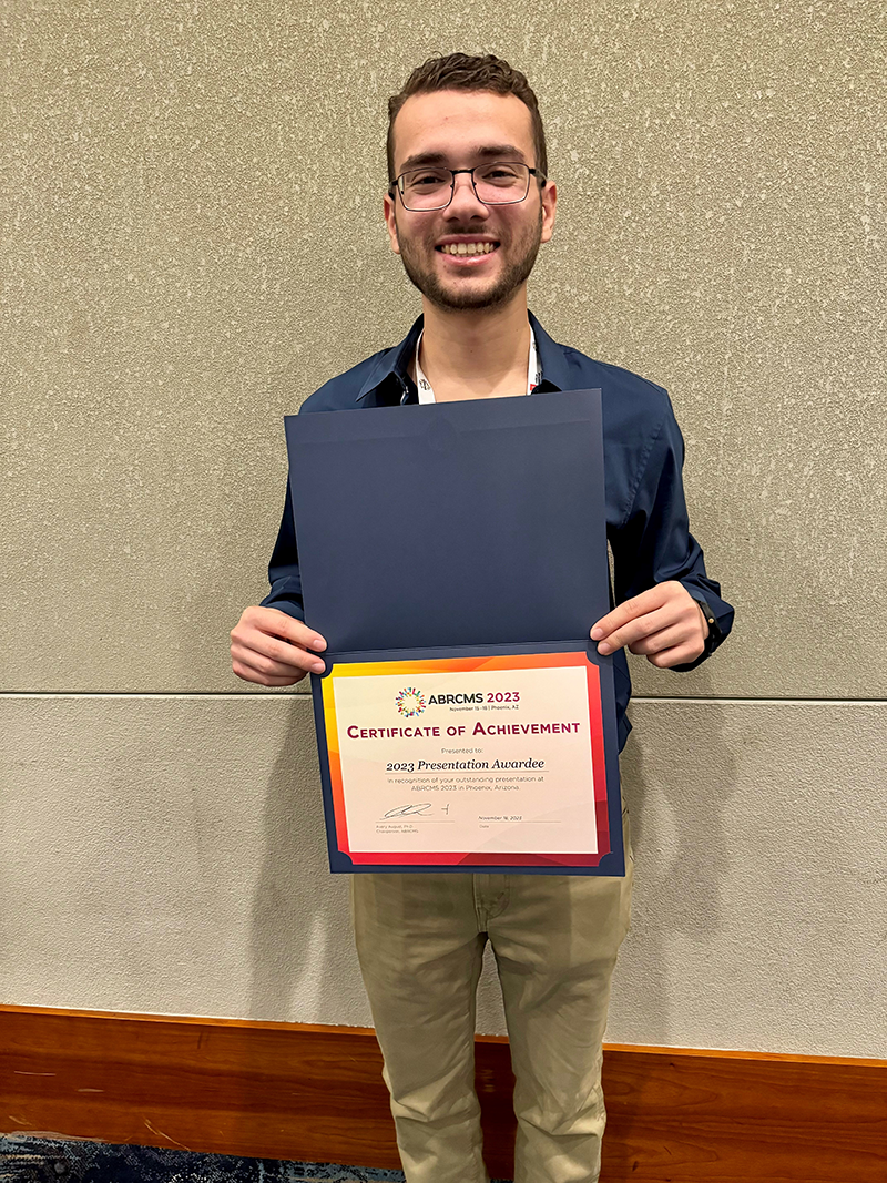 Richardo Cruz-Sanchez Holding Certificate